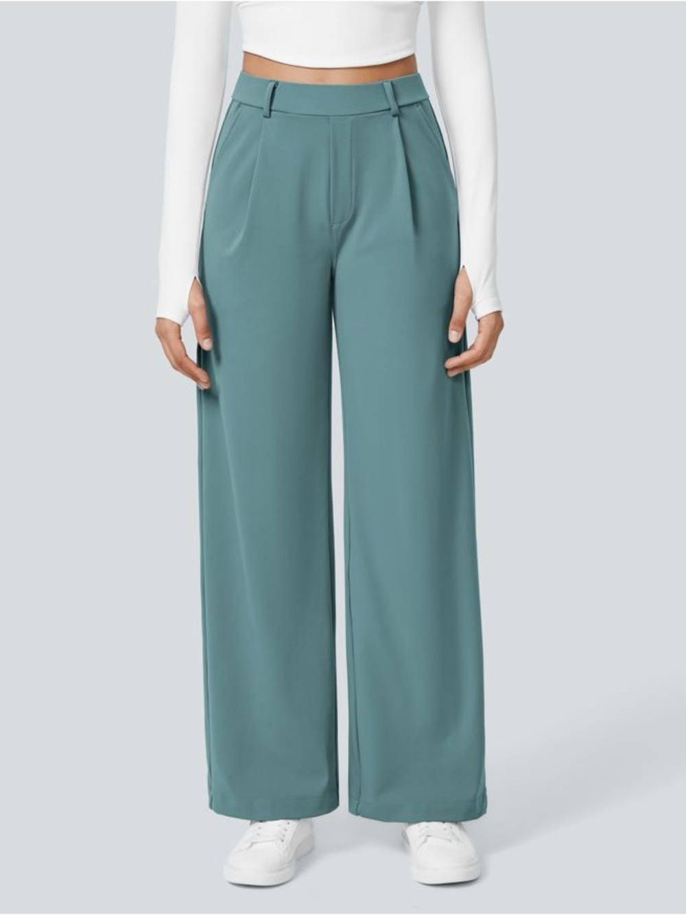 HALARA Flex DayStretch High Waisted Pocket Straight Leg Work Pants - Artic